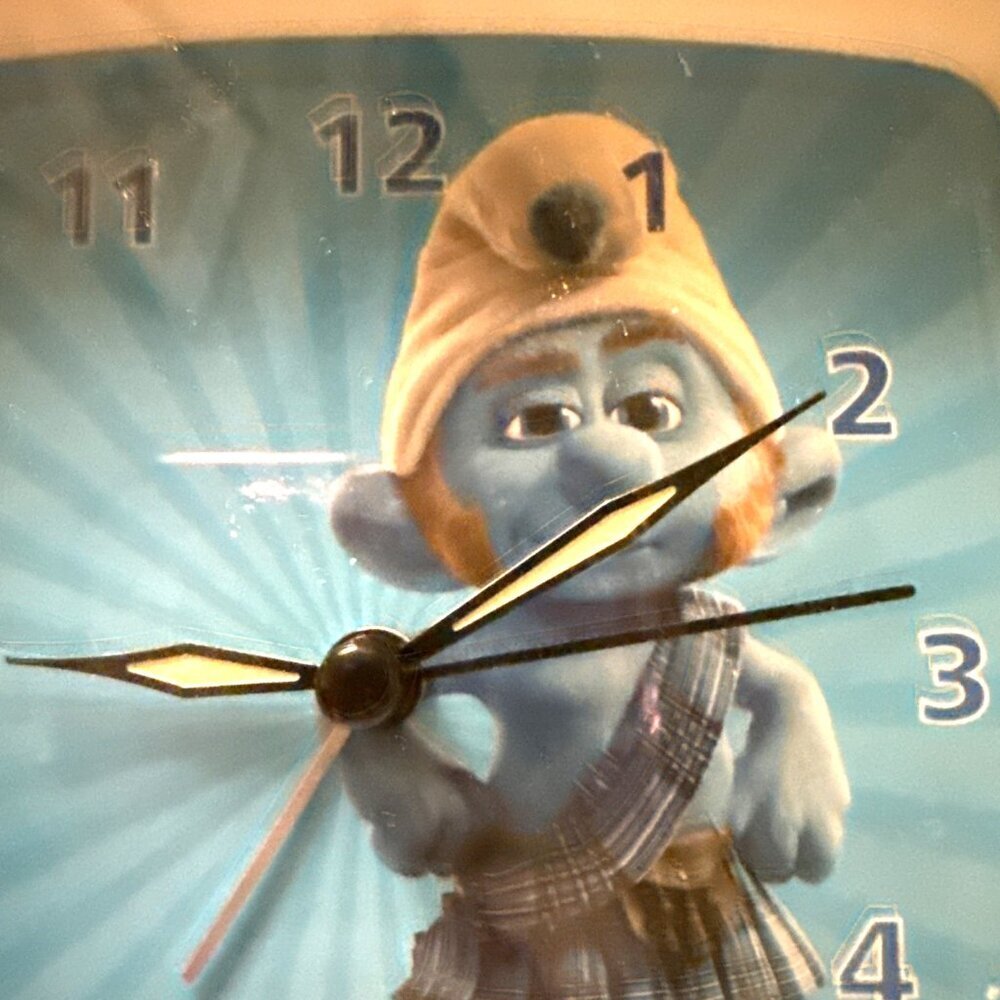 The Smurfs Alarm Clock Peyo 2011 Lafig B. Schlumpfs Schtroumpf Blue Works Square - Picture 8 of 10
